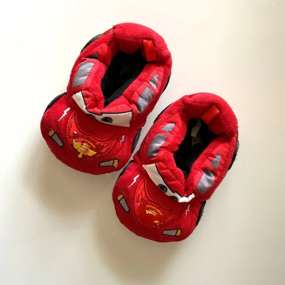 Disney Lightning McQueen Plush Slippers Unisex EUC